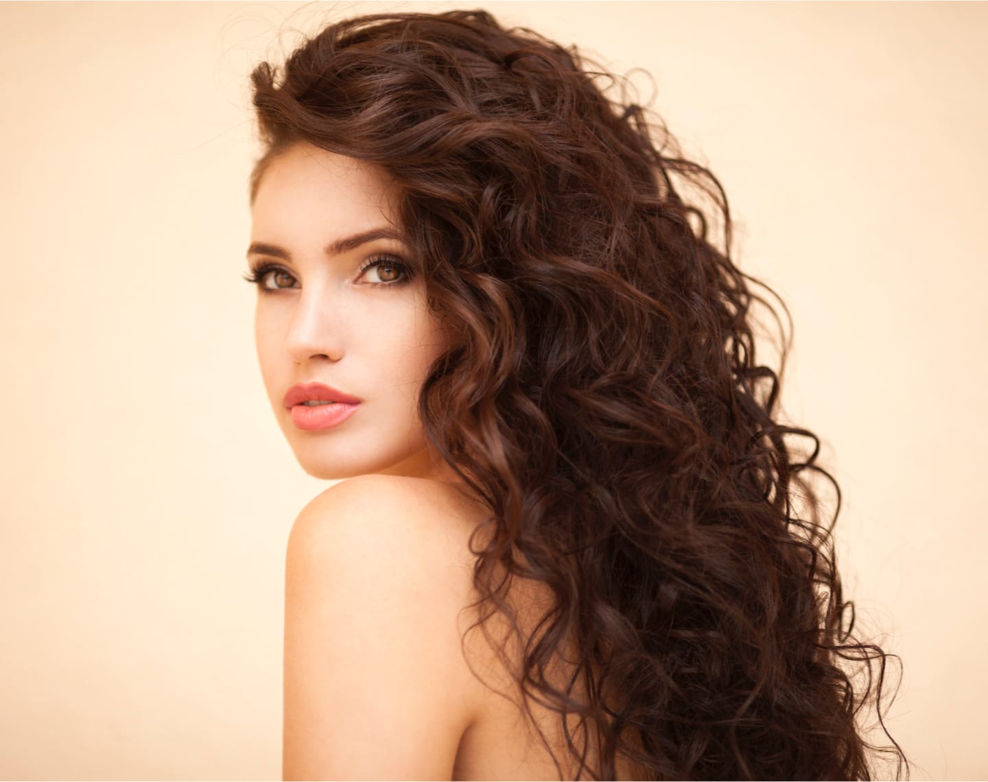 Woman with voluminous curly hair